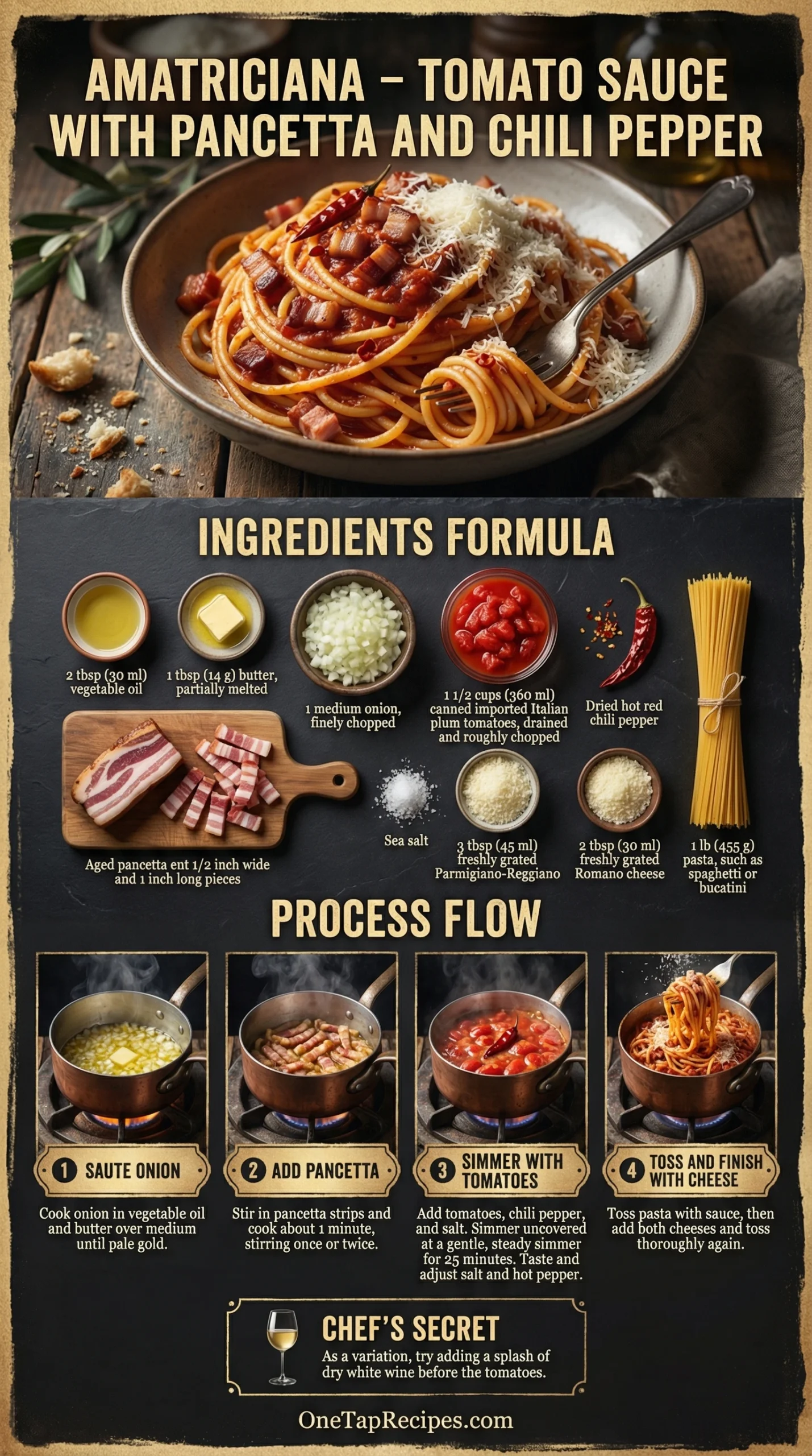 Amatriciana - Tomato Sauce with Pancetta and Chili Pepper