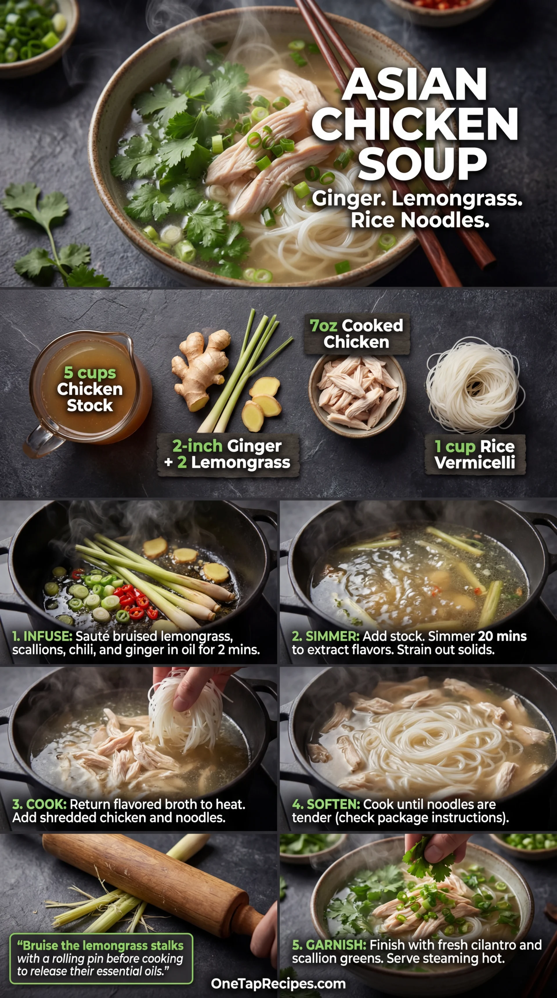Asian Chicken and Rice Noodle Soup