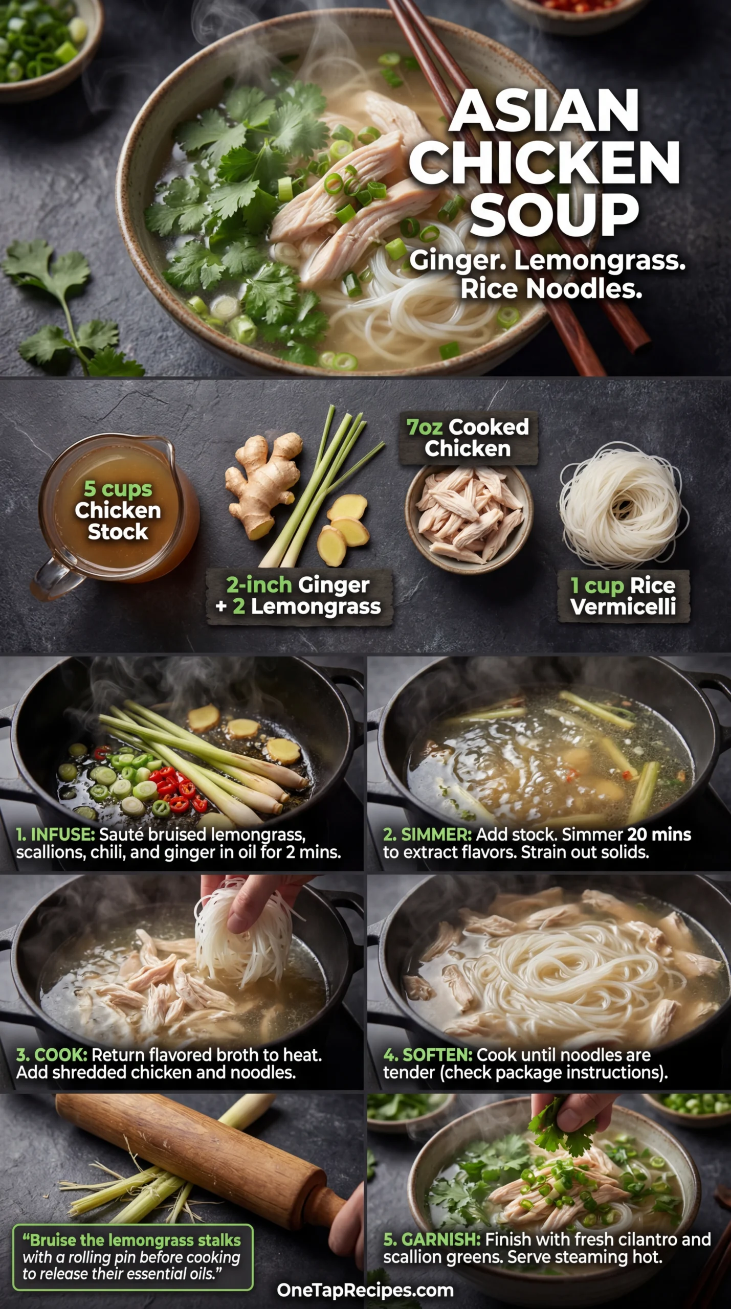 Asian Chicken and Rice Noodle Soup