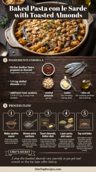 Baked Pasta con le Sarde with Toasted Almonds