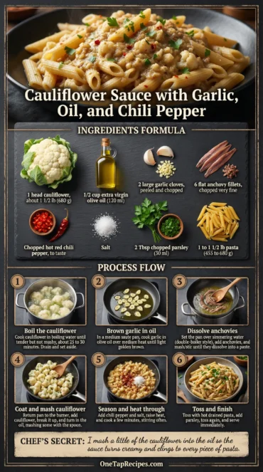 Cauliflower Sauce with Garlic, Oil, and Chili Pepper