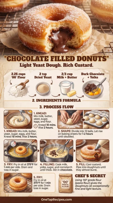 Chocolate Custard Filled Doughnuts