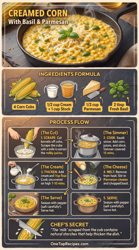 Creamed Corn with Basil and Parmesan