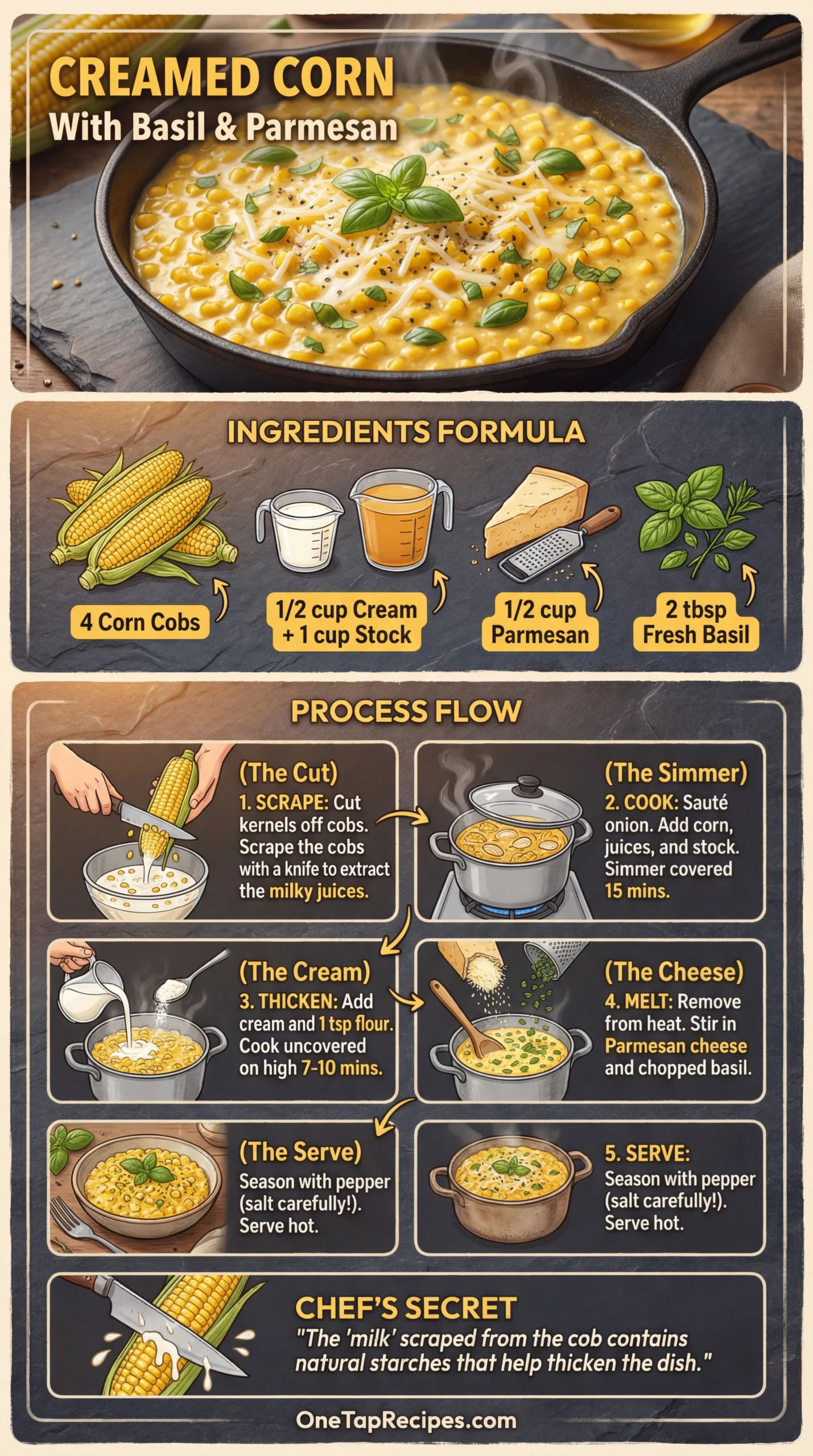 Creamed Corn with Basil and Parmesan