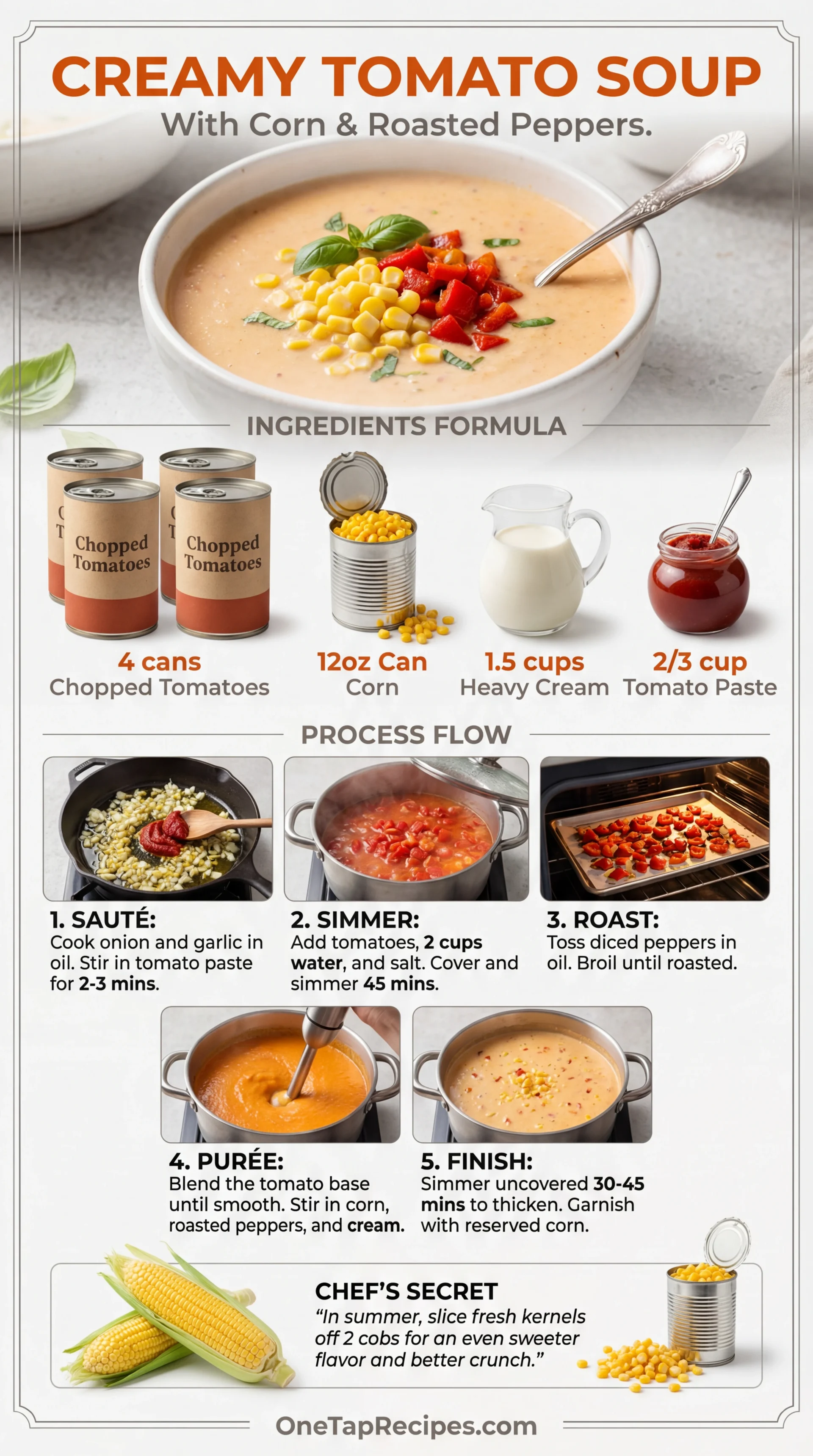 Creamy Tomato Soup with Corn