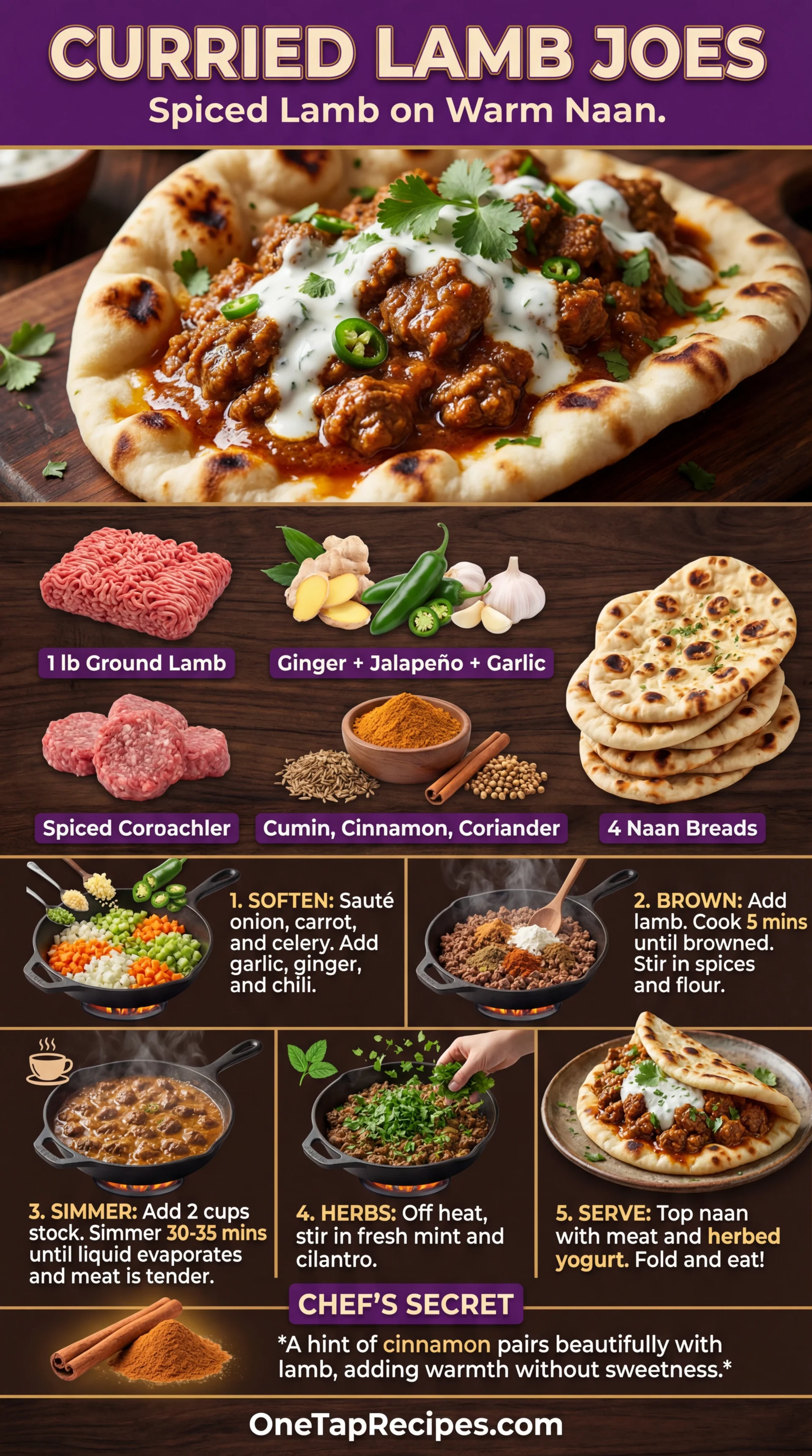 Curried Lamb Sloppy Joes with Naan