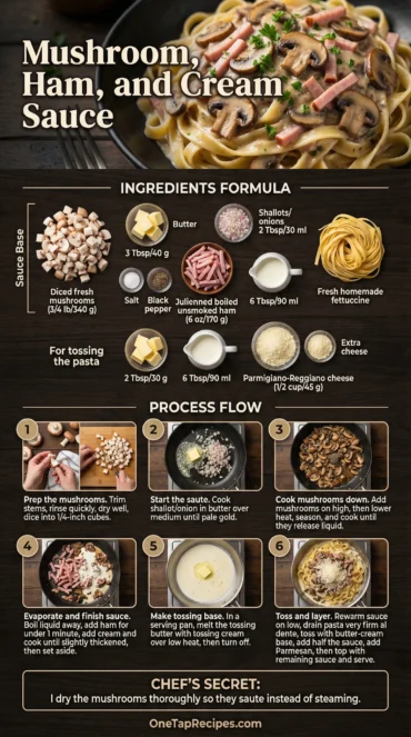 Mushroom, Ham, and Cream Sauce