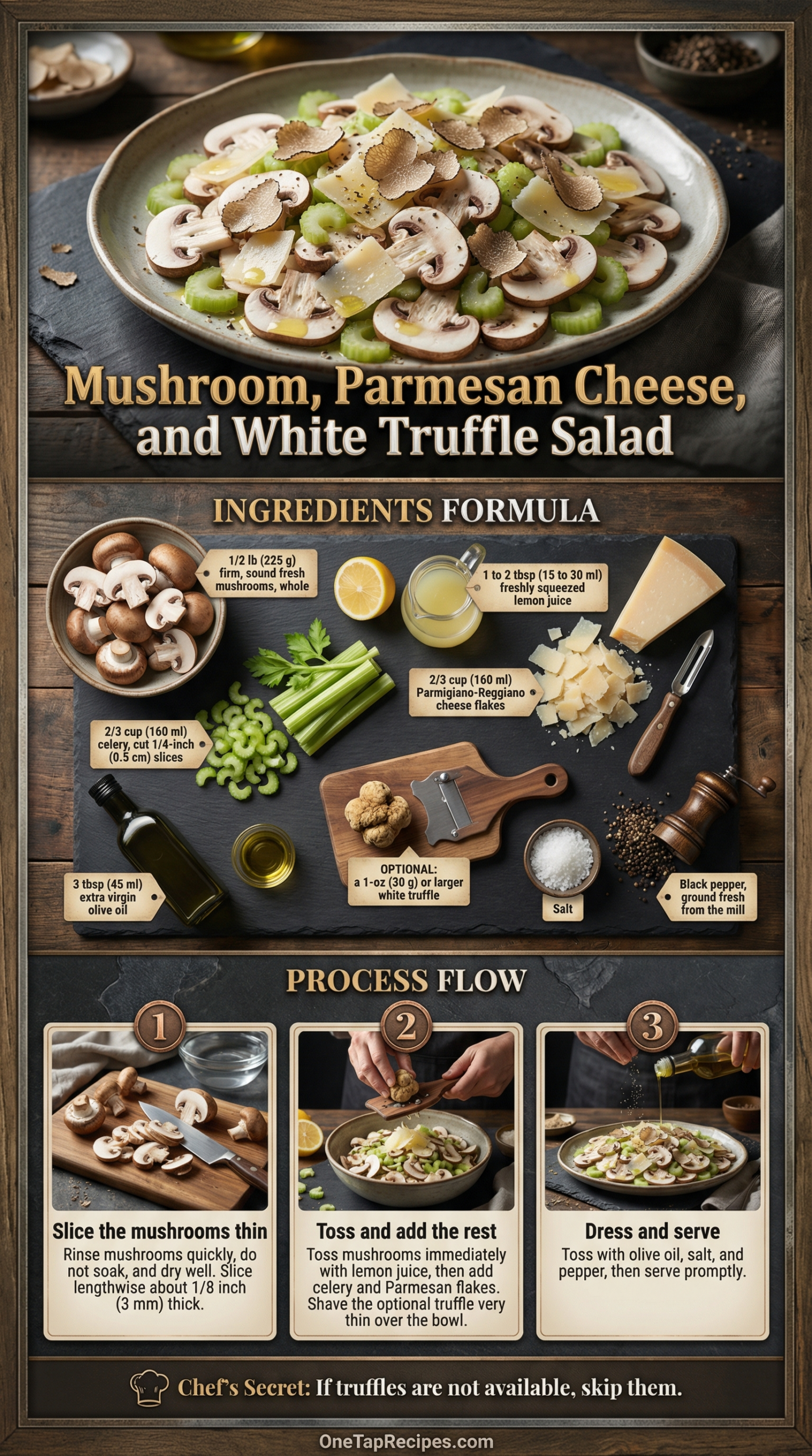 Mushroom, Parmesan Cheese, and White Truffle Salad