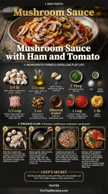 Mushroom Sauce with Ham and Tomato