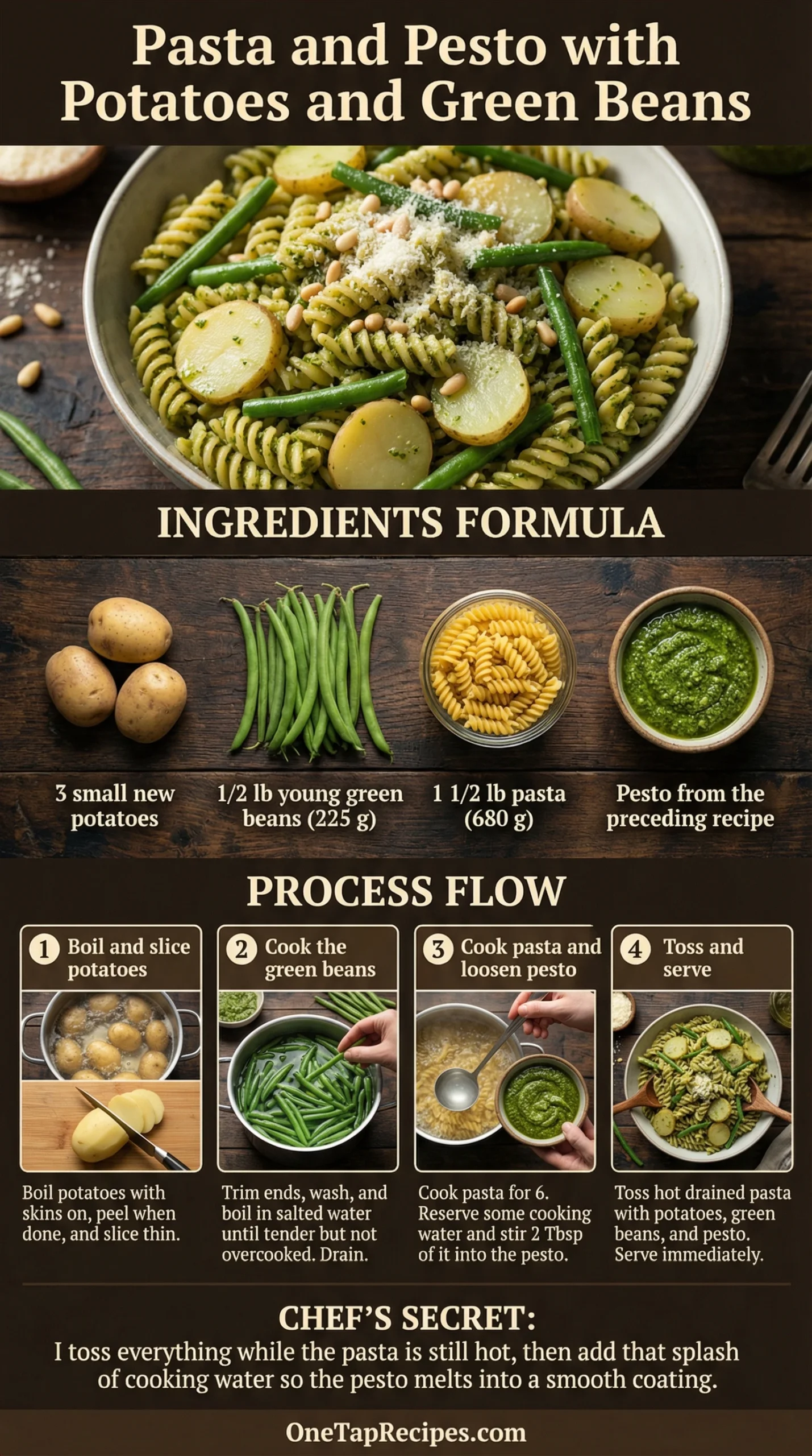 Pasta and Pesto with Potatoes and Green Beans