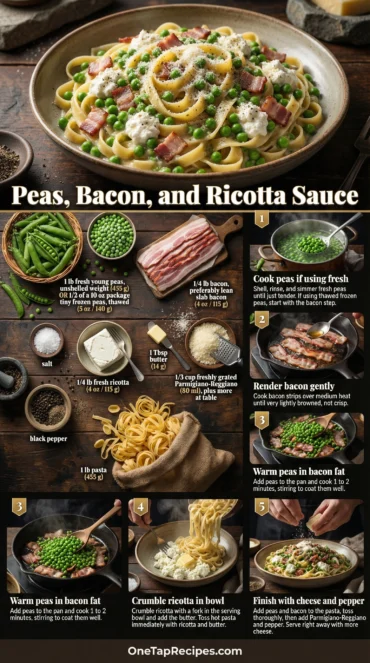 Peas, Bacon, and Ricotta Sauce