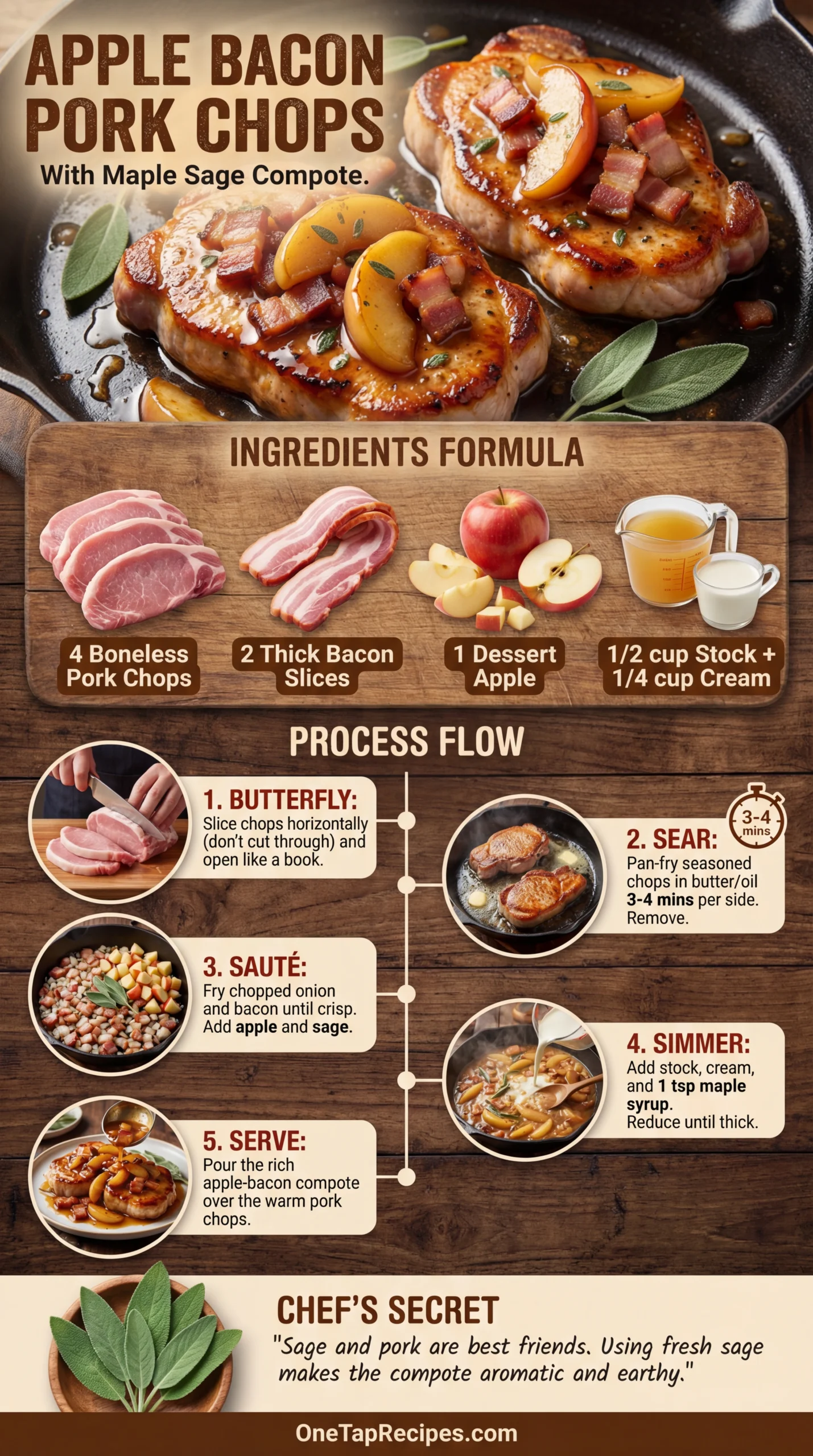 Pork Chops with Apple and Bacon Compote