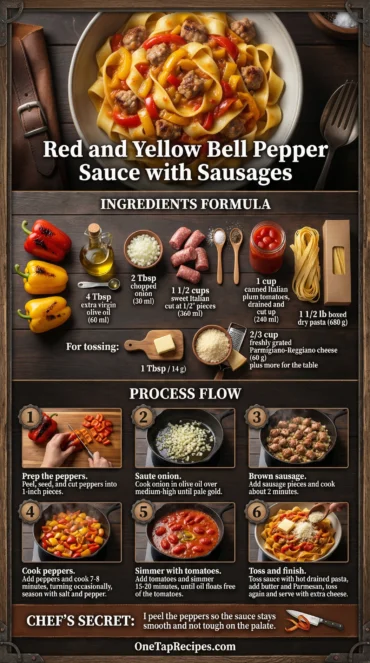 Red and Yellow Bell Pepper Sauce with Sausages