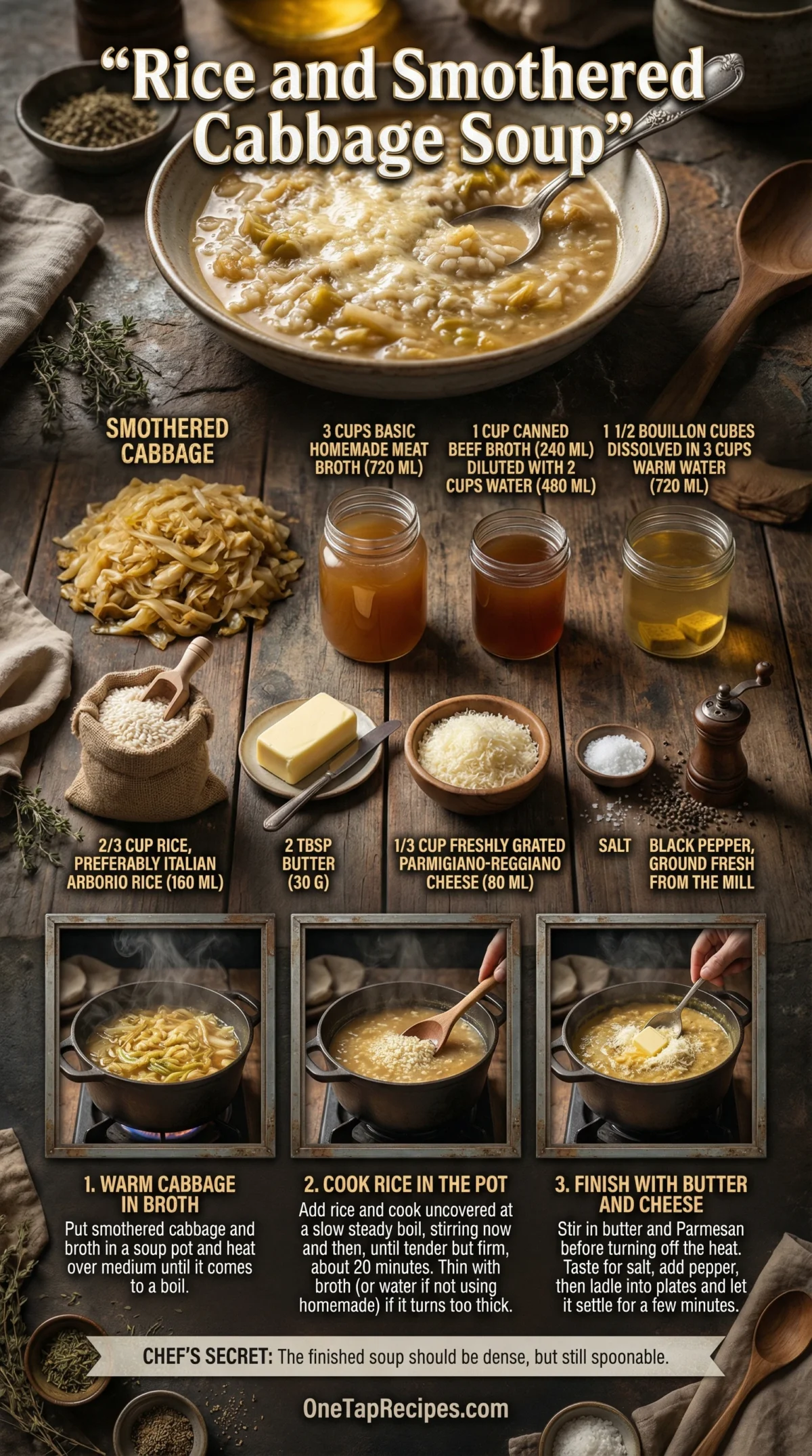 Rice and Smothered Cabbage Soup