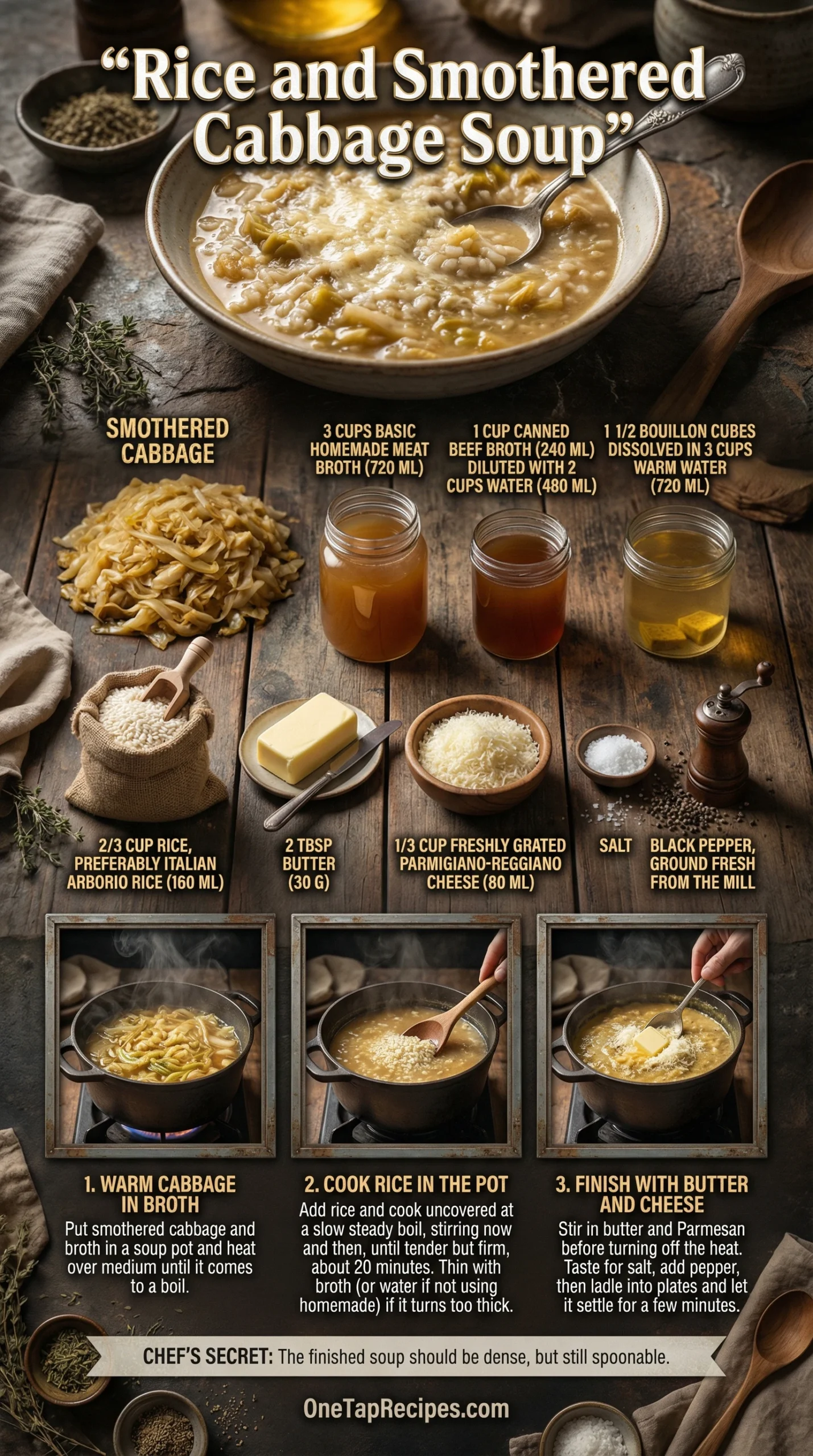 Rice and Smothered Cabbage Soup