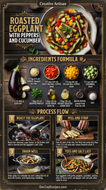 Roasted Eggplant with Peppers and Cucumber