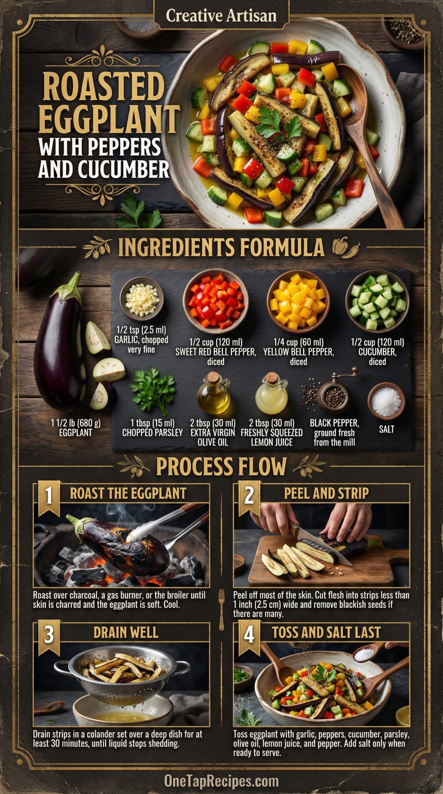 Roasted Eggplant with Peppers and Cucumber