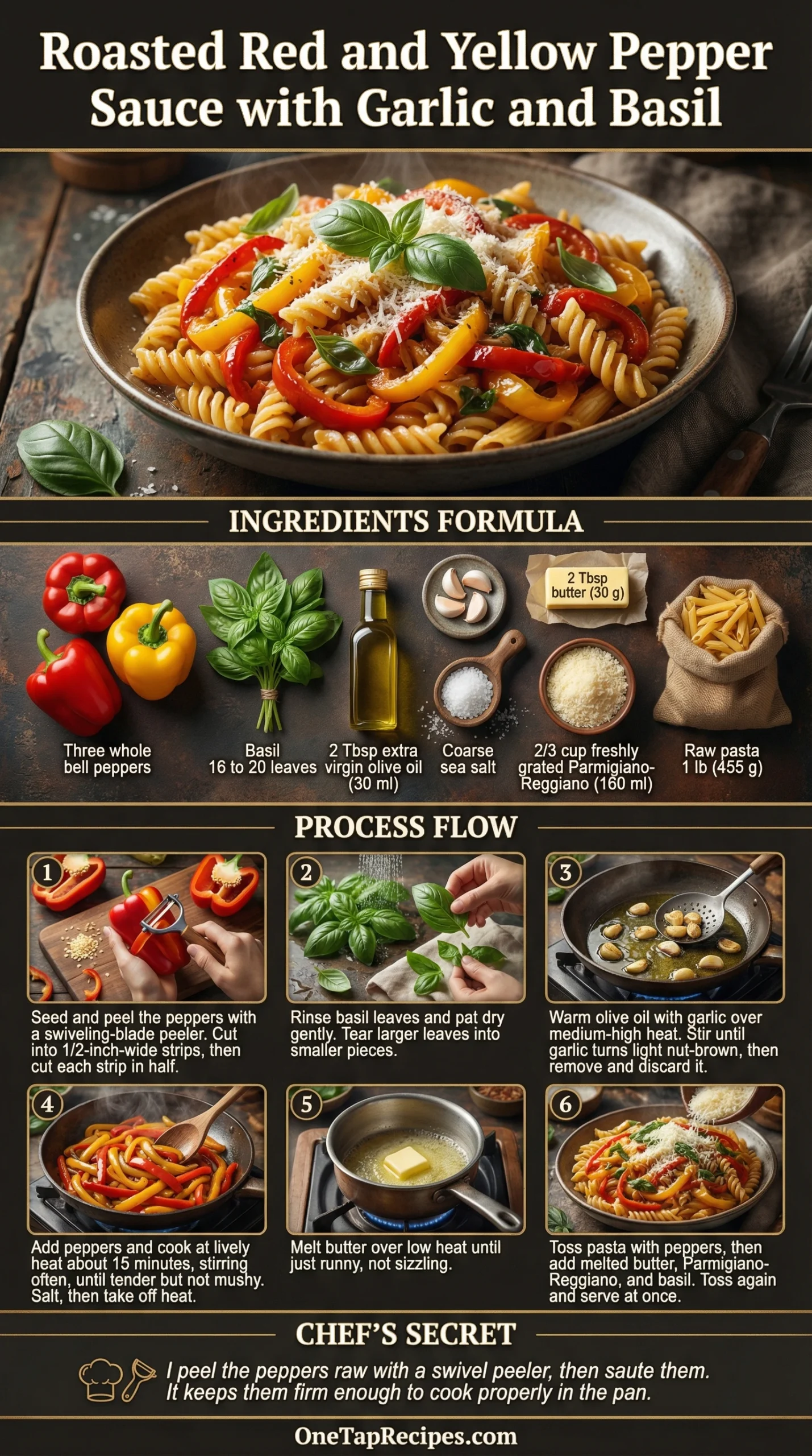 Roasted Red and Yellow Pepper Sauce with Garlic and Basil