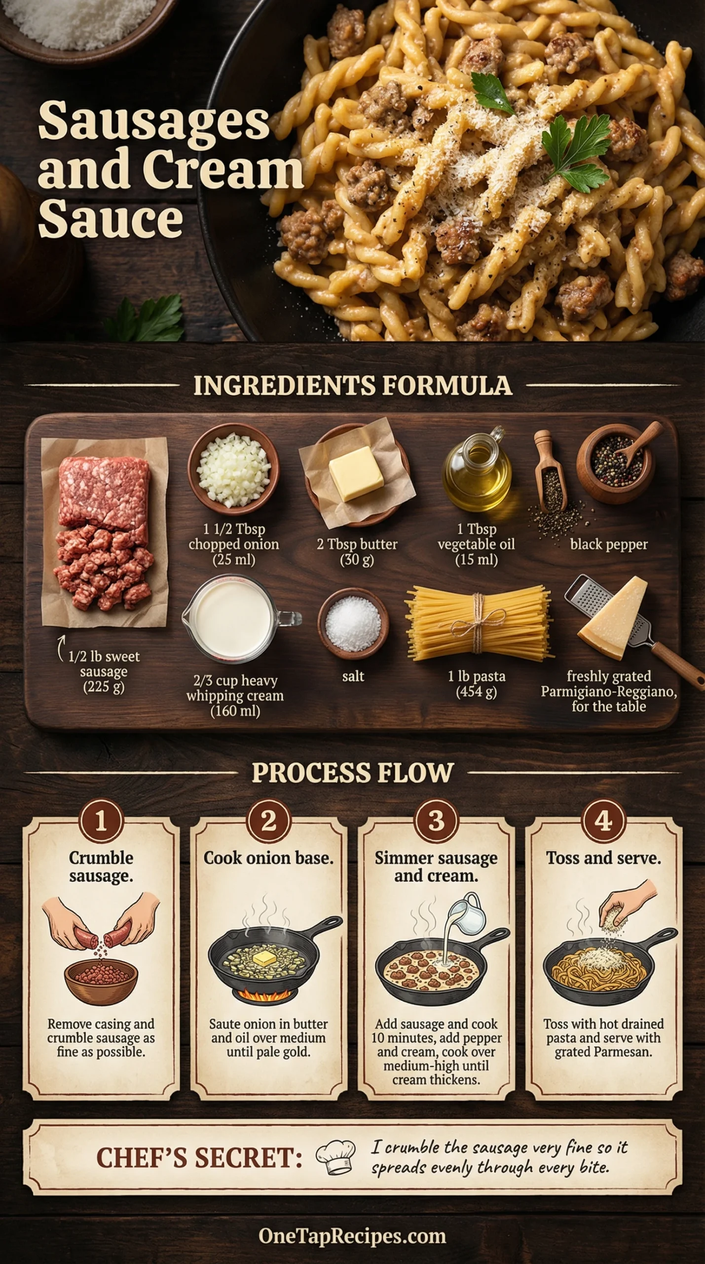 Sausages and Cream Sauce