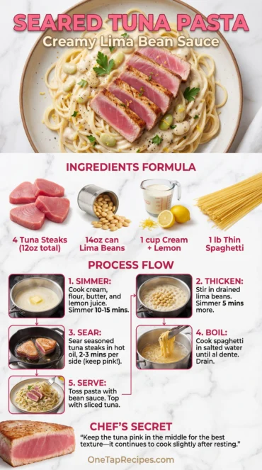 Seared Tuna and Creamy Lima Bean Pasta