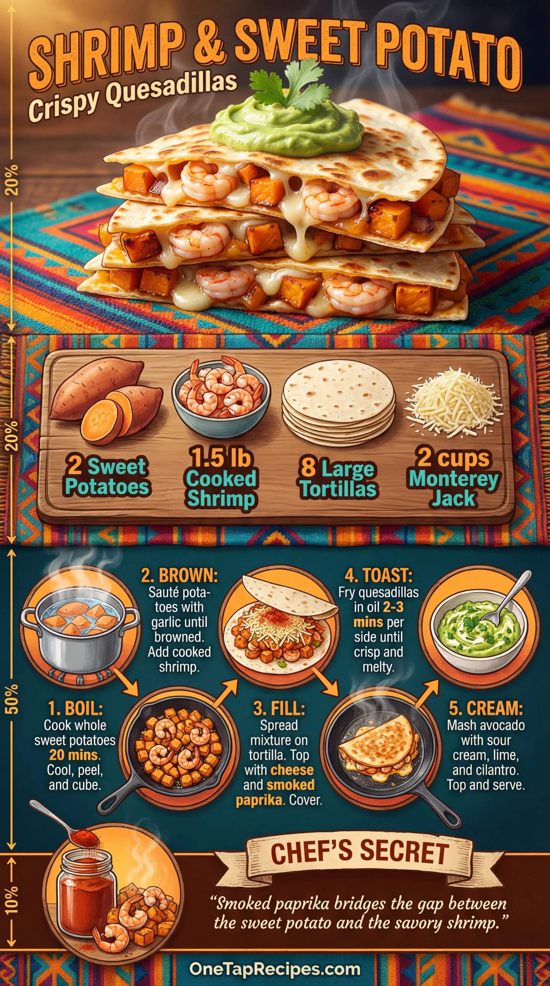 Shrimp and Sweet Potato Quesadillas