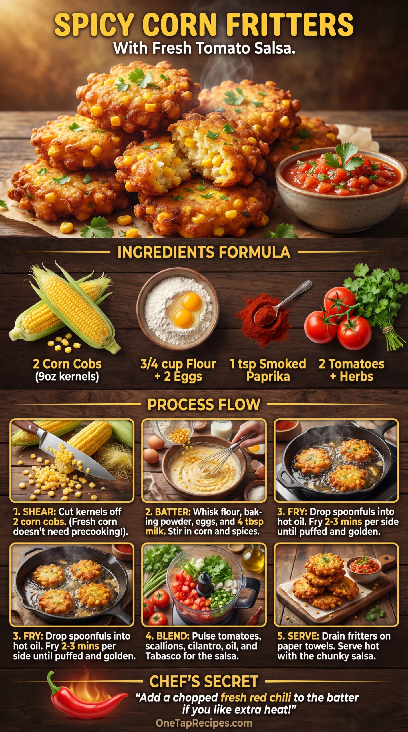 Spicy Corn Fritters with Salsa