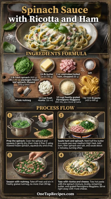 Spinach Sauce with Ricotta and Ham