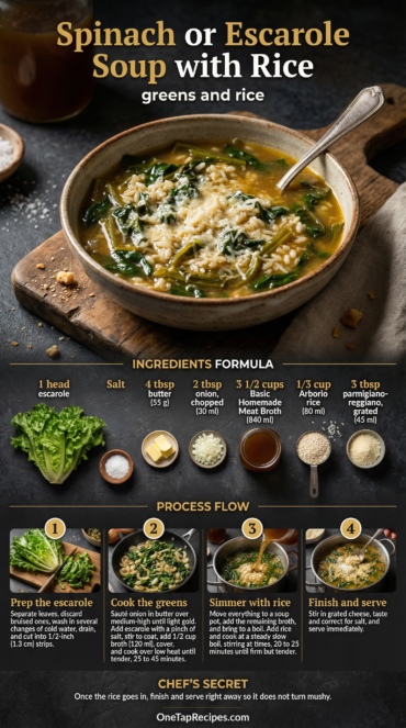 Spinach or Escarole Soup with Rice