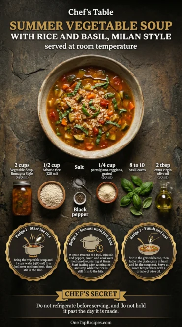 Summer Vegetable Soup with Rice and Basil, Milan Style