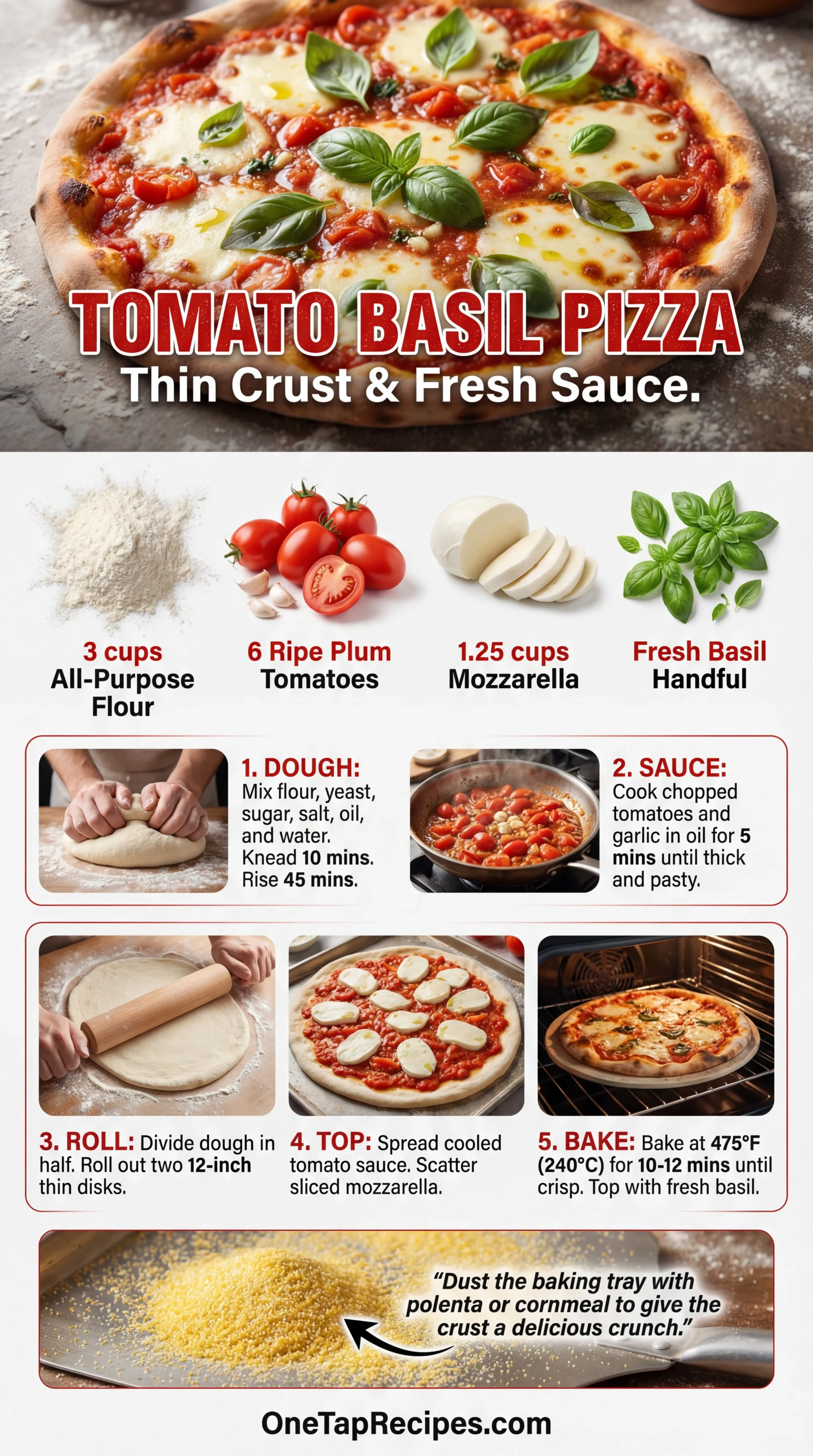 Tomato, Basil, and Mozzarella Pizza