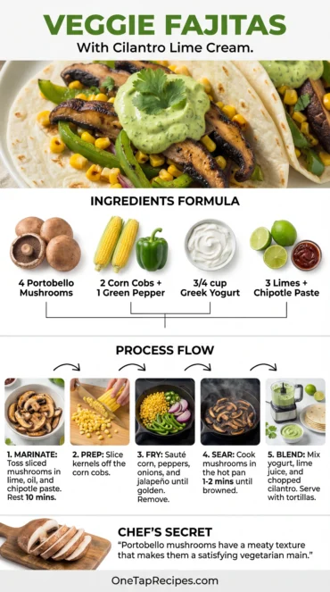 Vegetable Fajitas with Cilantro Cream