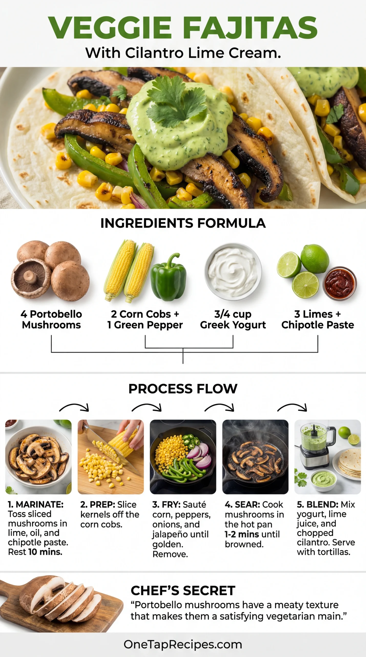 Vegetable Fajitas with Cilantro Cream