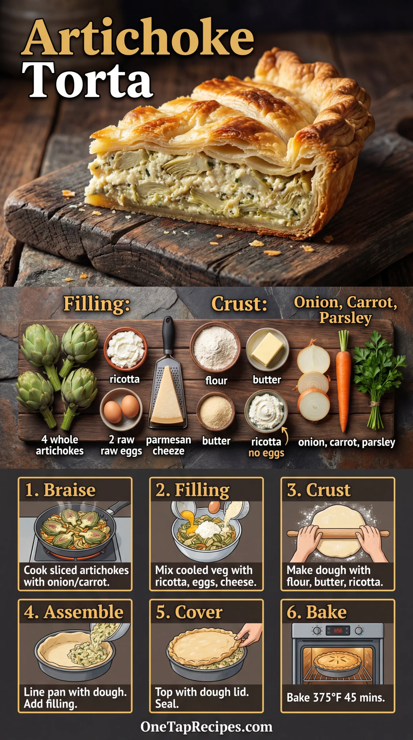 Artichoke Torta in a Flaky Crust