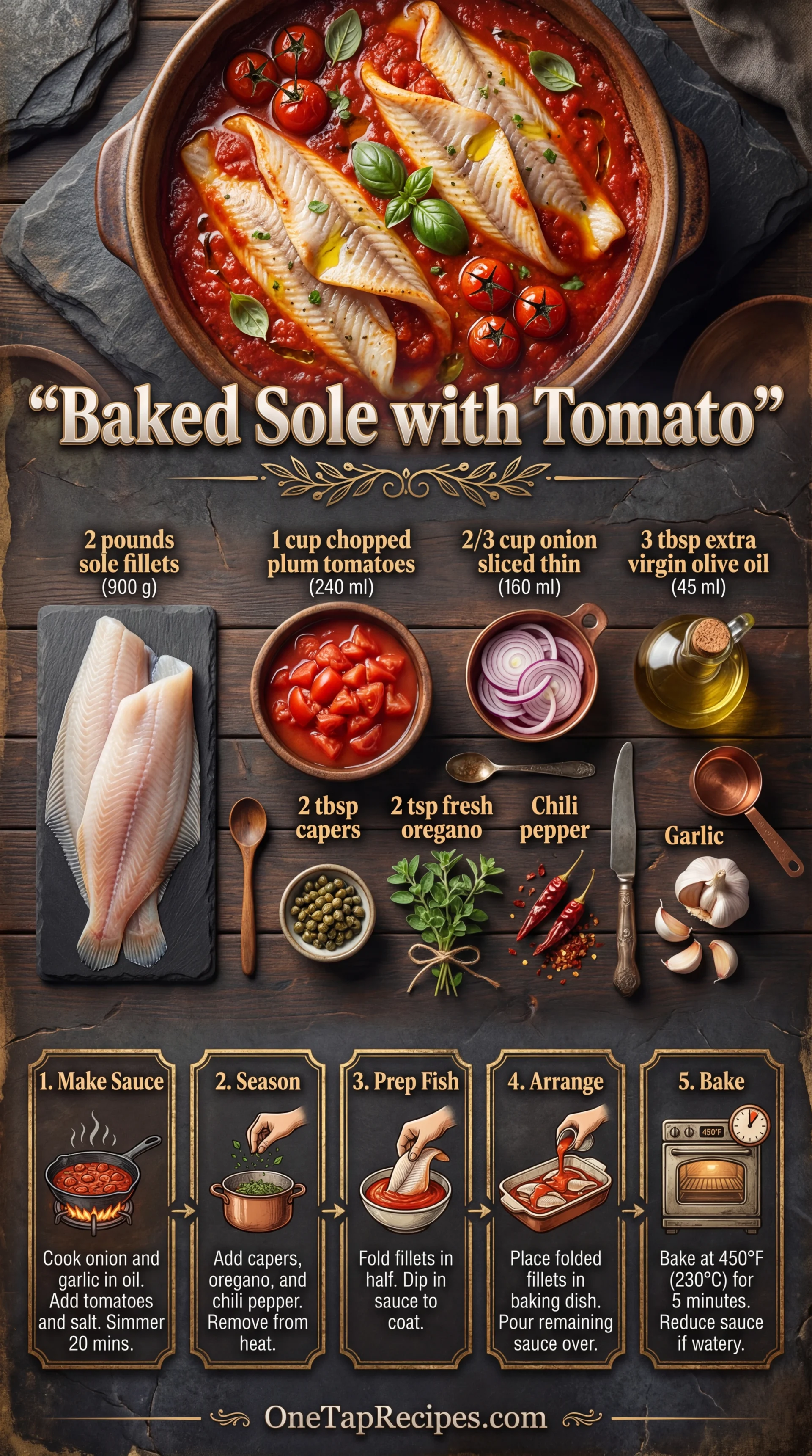 Baked Fillet of Sole with Tomato and Oregano