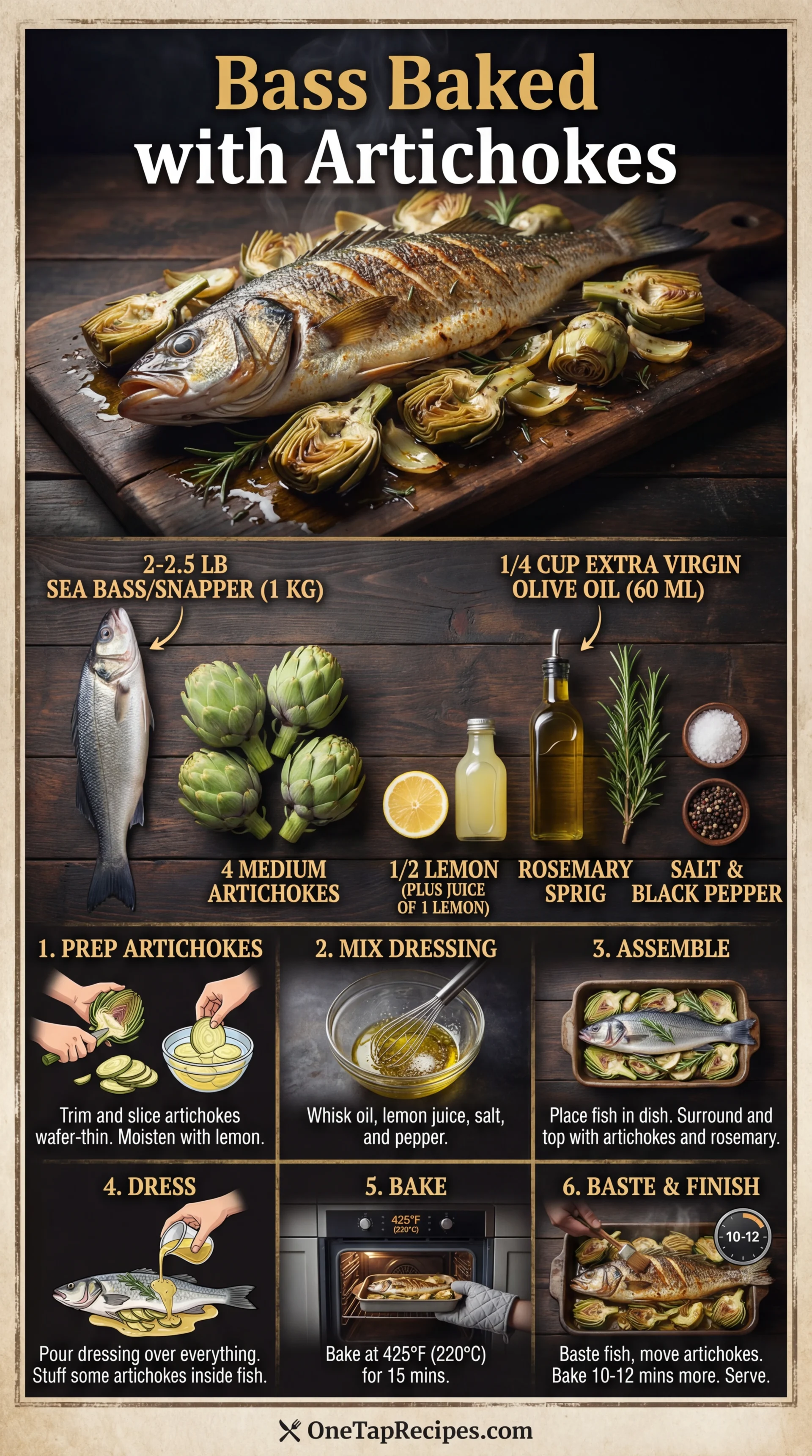 Bass or Other Whole Fish Baked with Artichokes