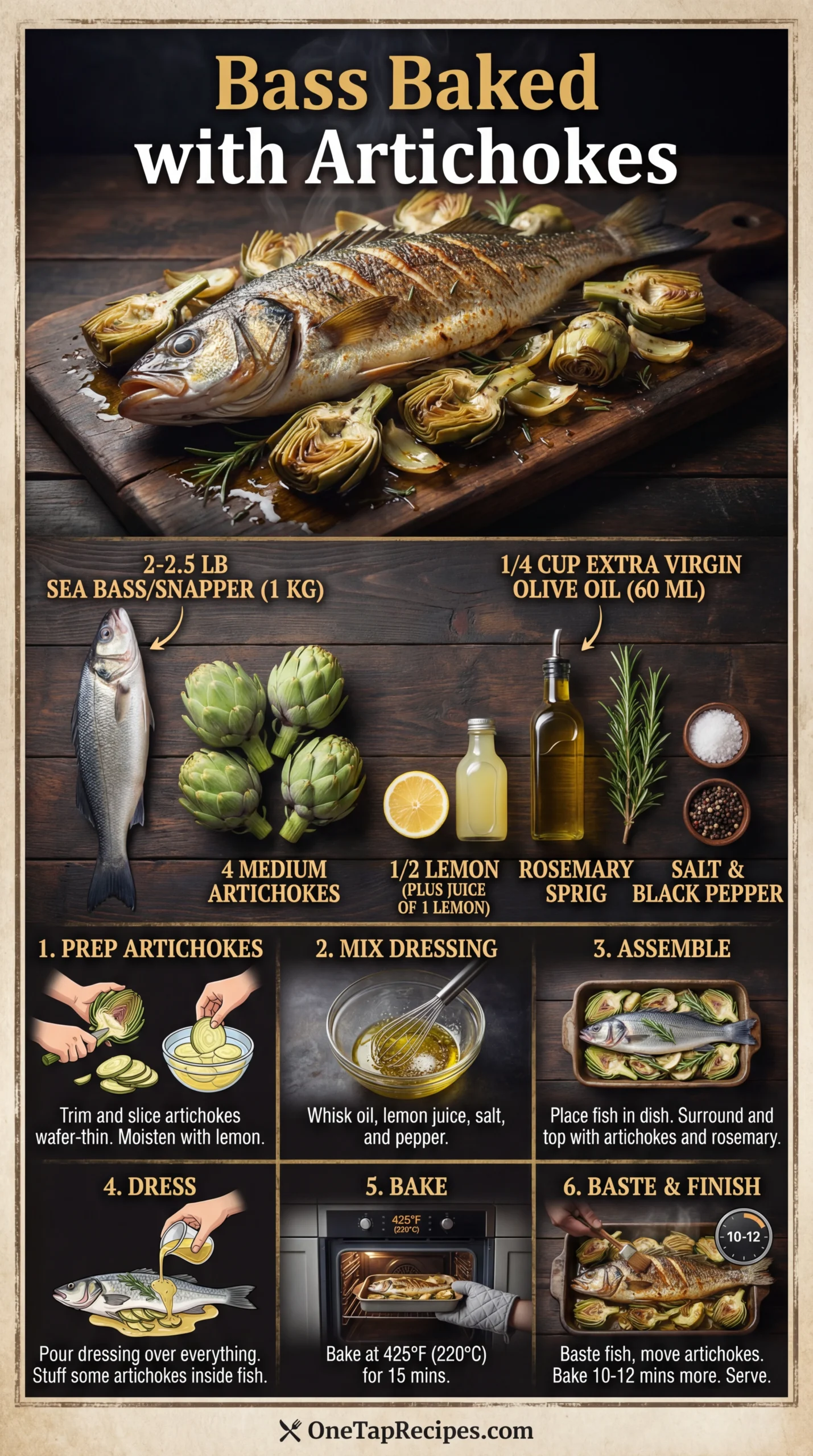 Bass or Other Whole Fish Baked with Artichokes