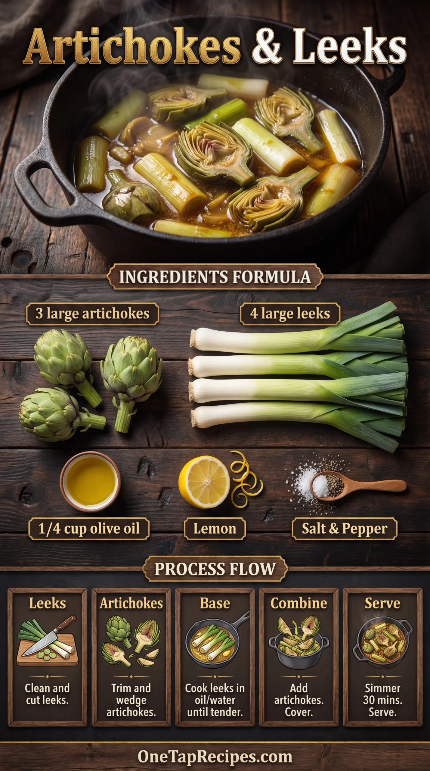Braised Artichokes and Leeks