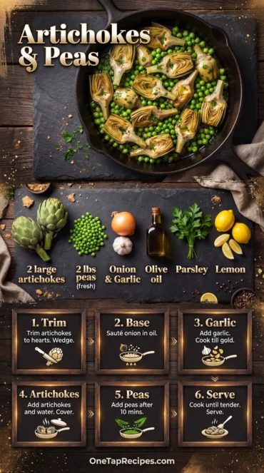 Braised Artichokes and Peas