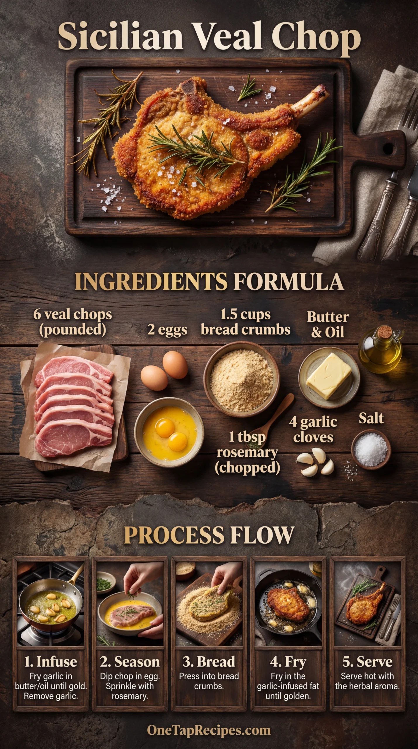 Breaded Veal Chops, Sicilian Style (Garlic & Rosemary)