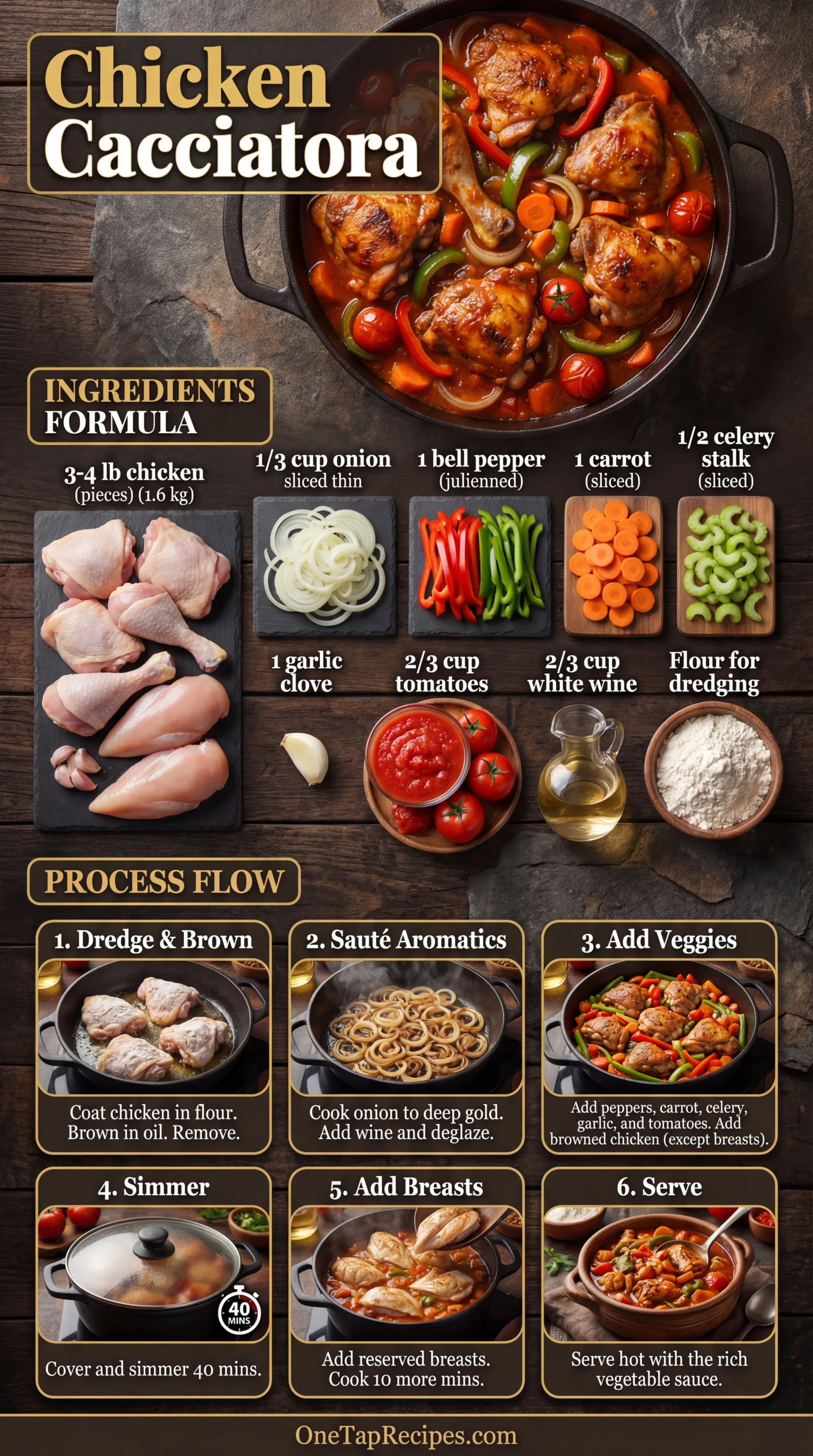 Chicken Fricassee, Cacciatora Style