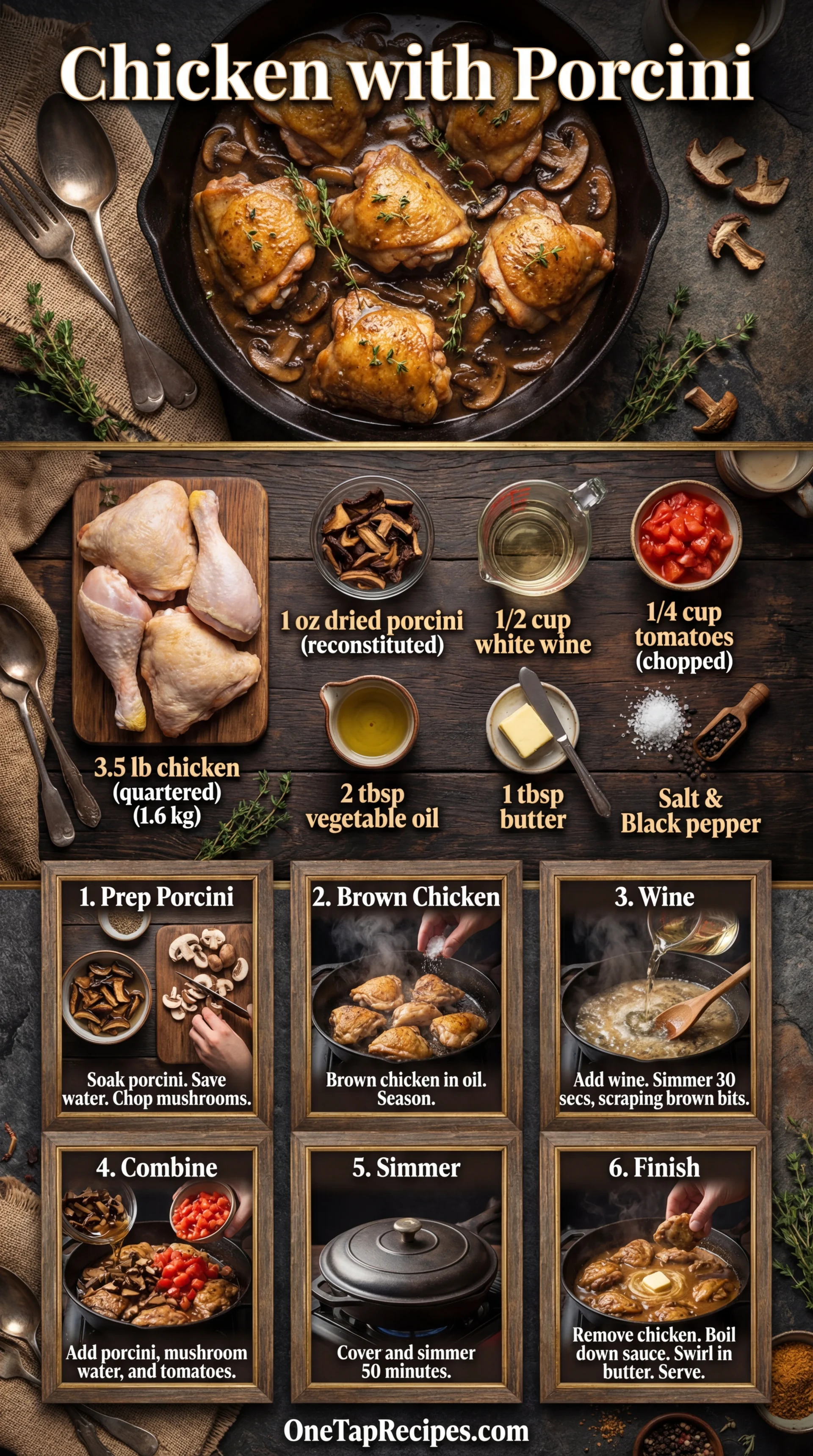 Chicken with Porcini Mushrooms and Wine