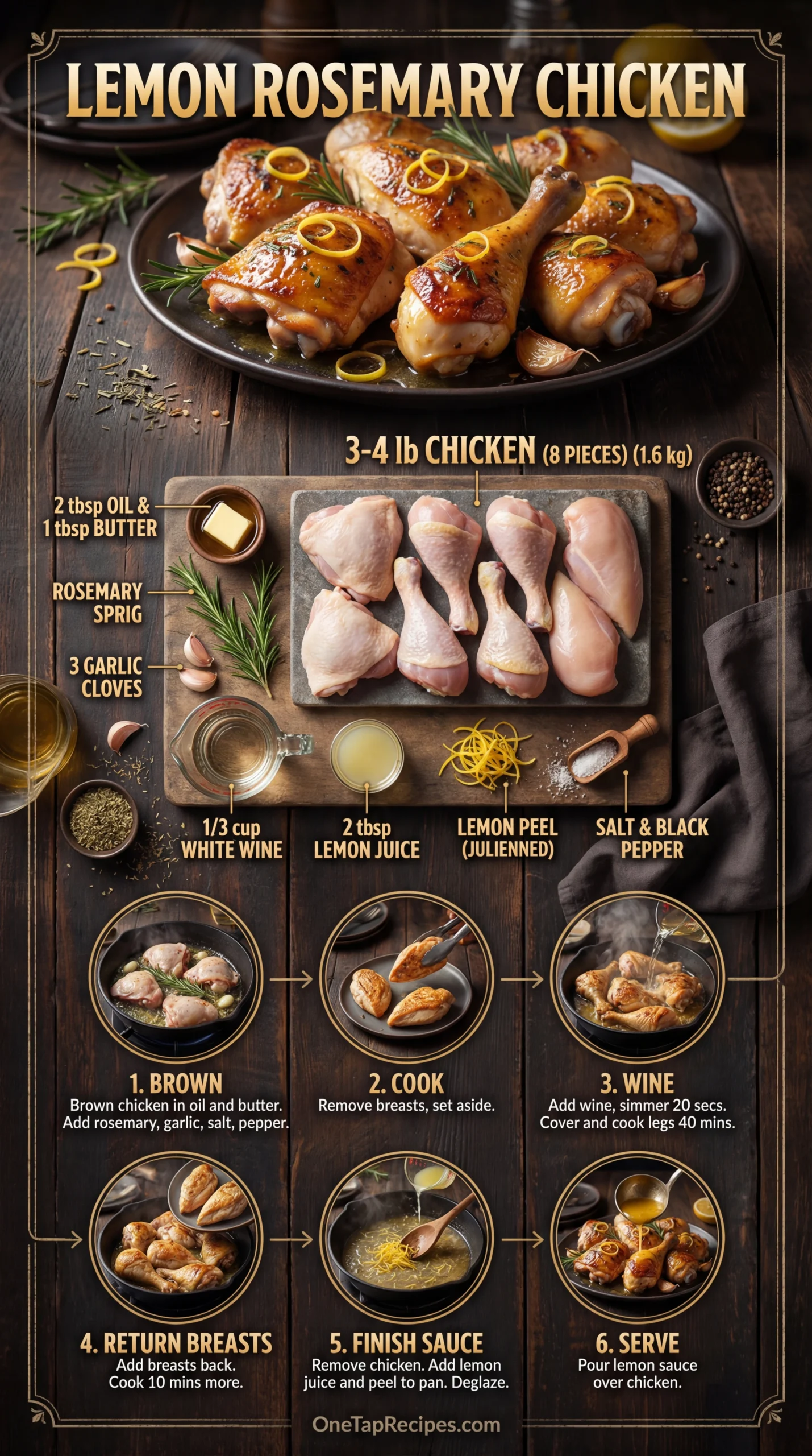 Fricasseed Chicken with Rosemary and Lemon