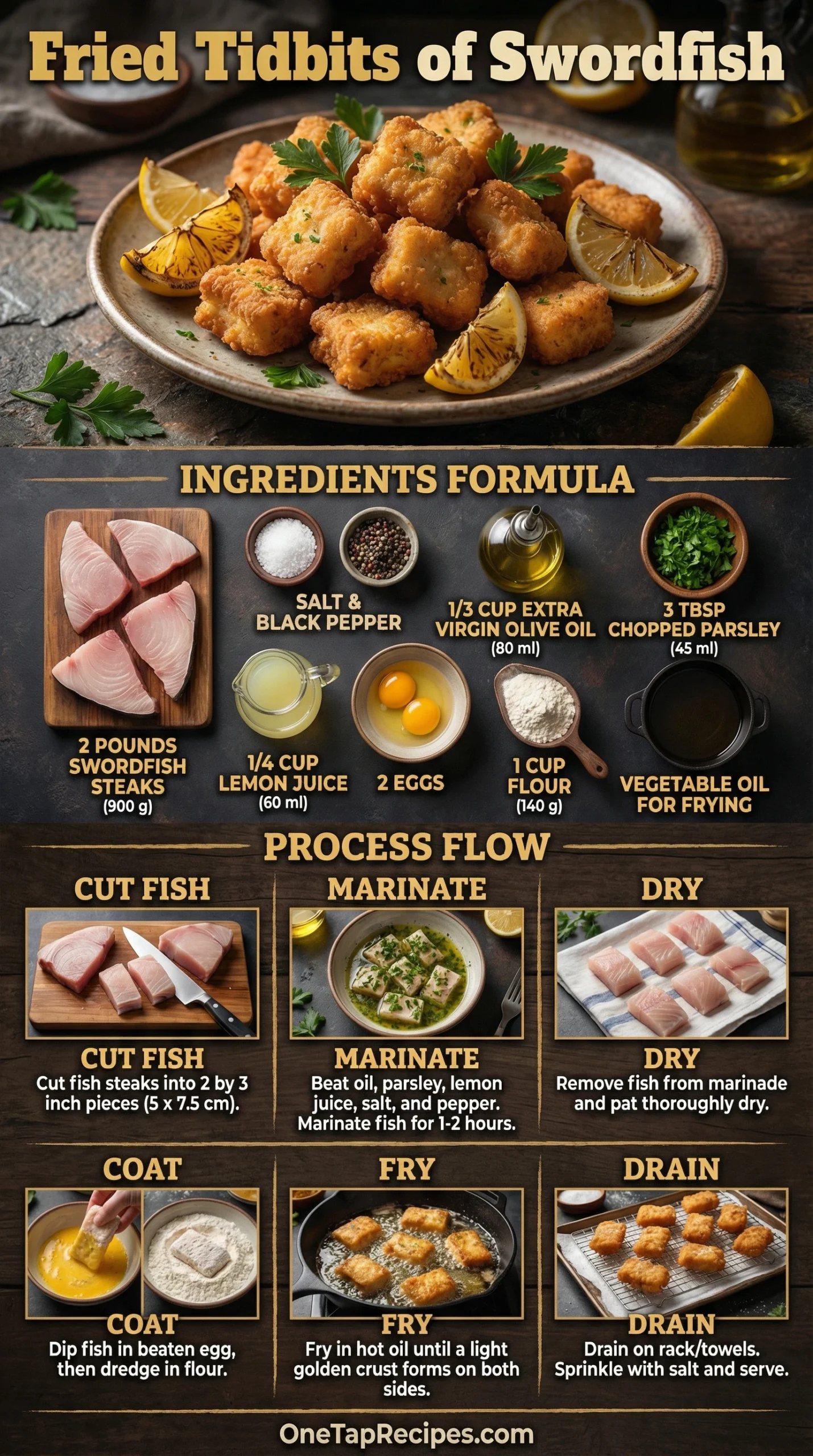 Fried Tidbits of Swordfish or Other Fish