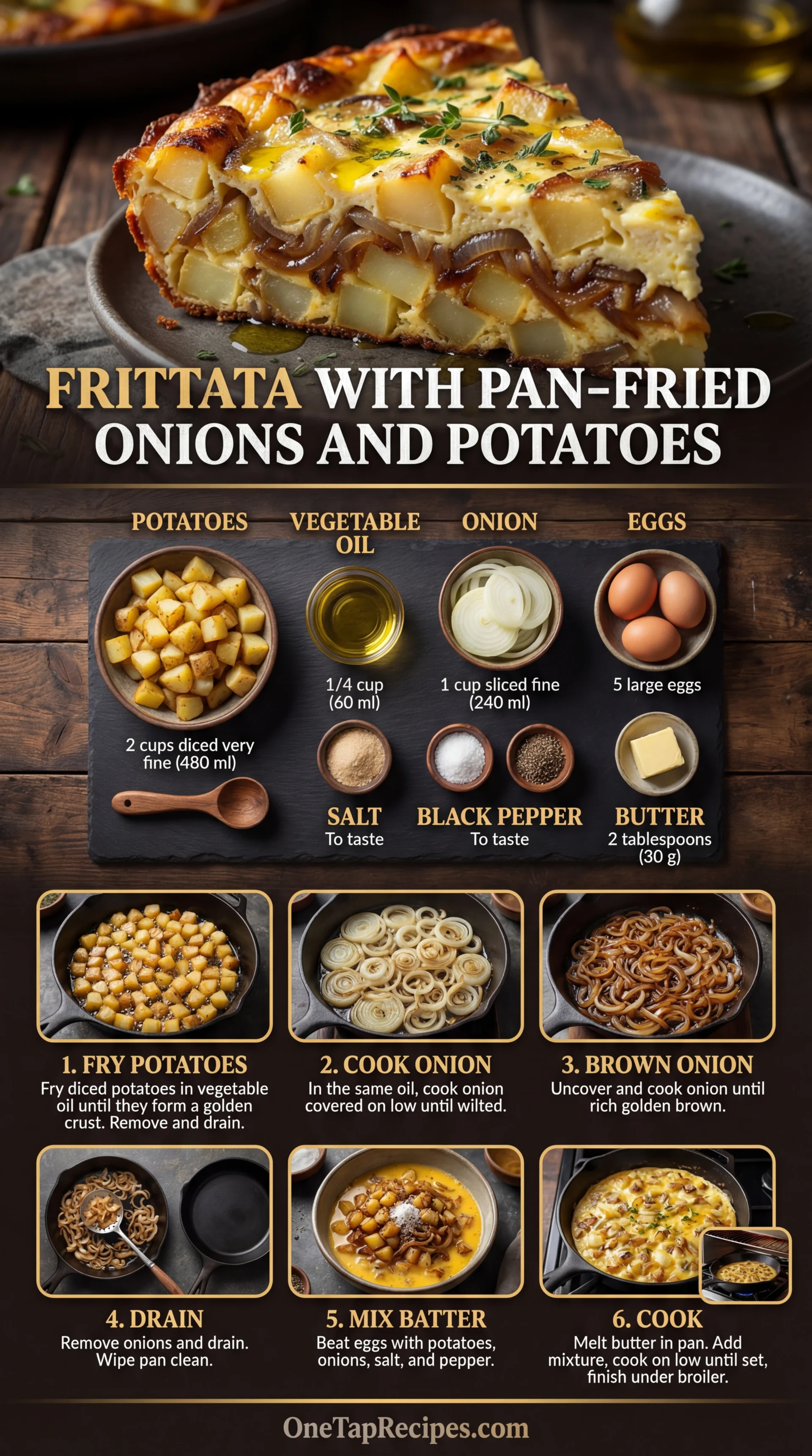 Frittata with Pan-Fried Onions and Potatoes