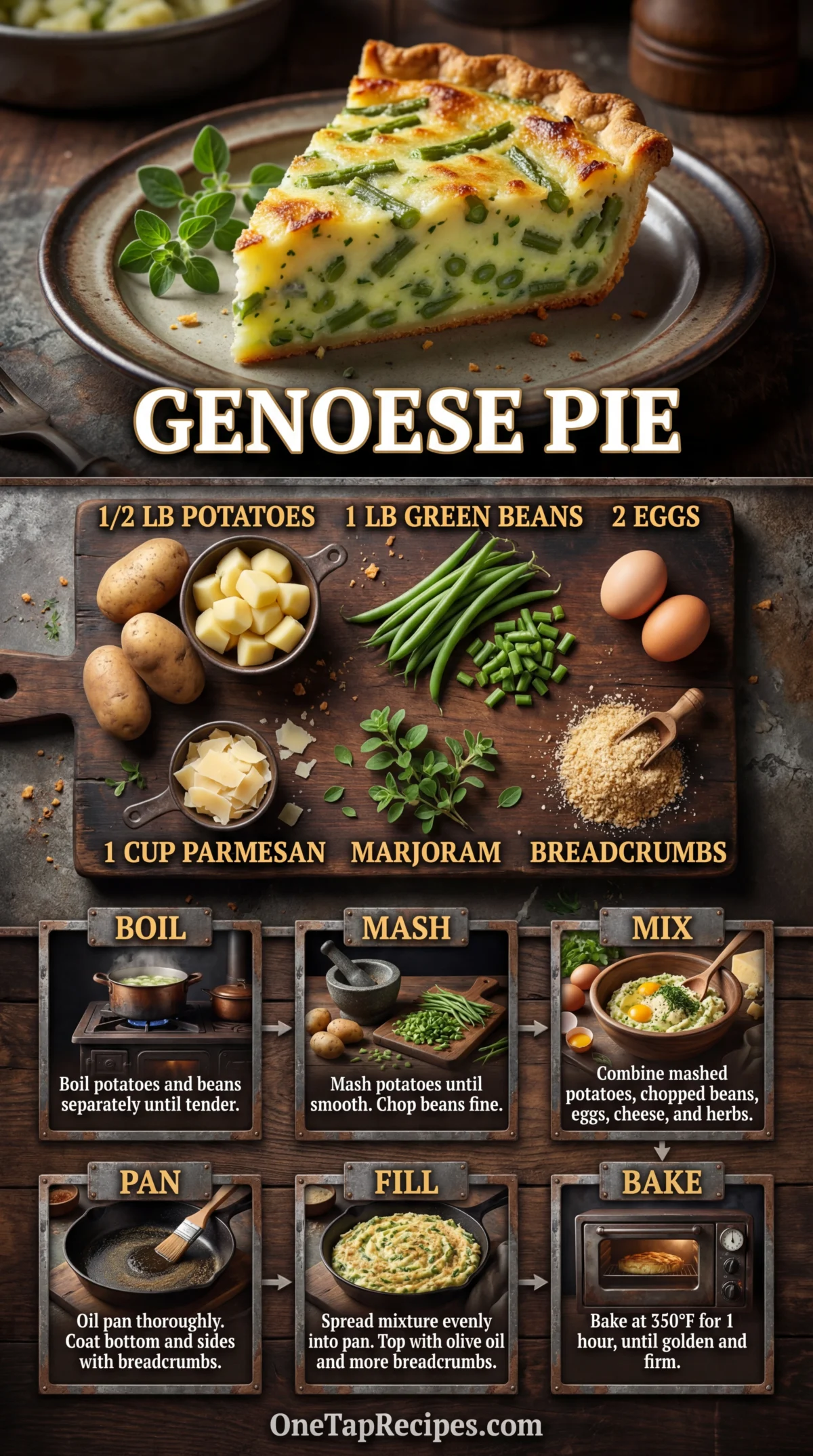 Green Beans and Potato Pie, Genoa Style