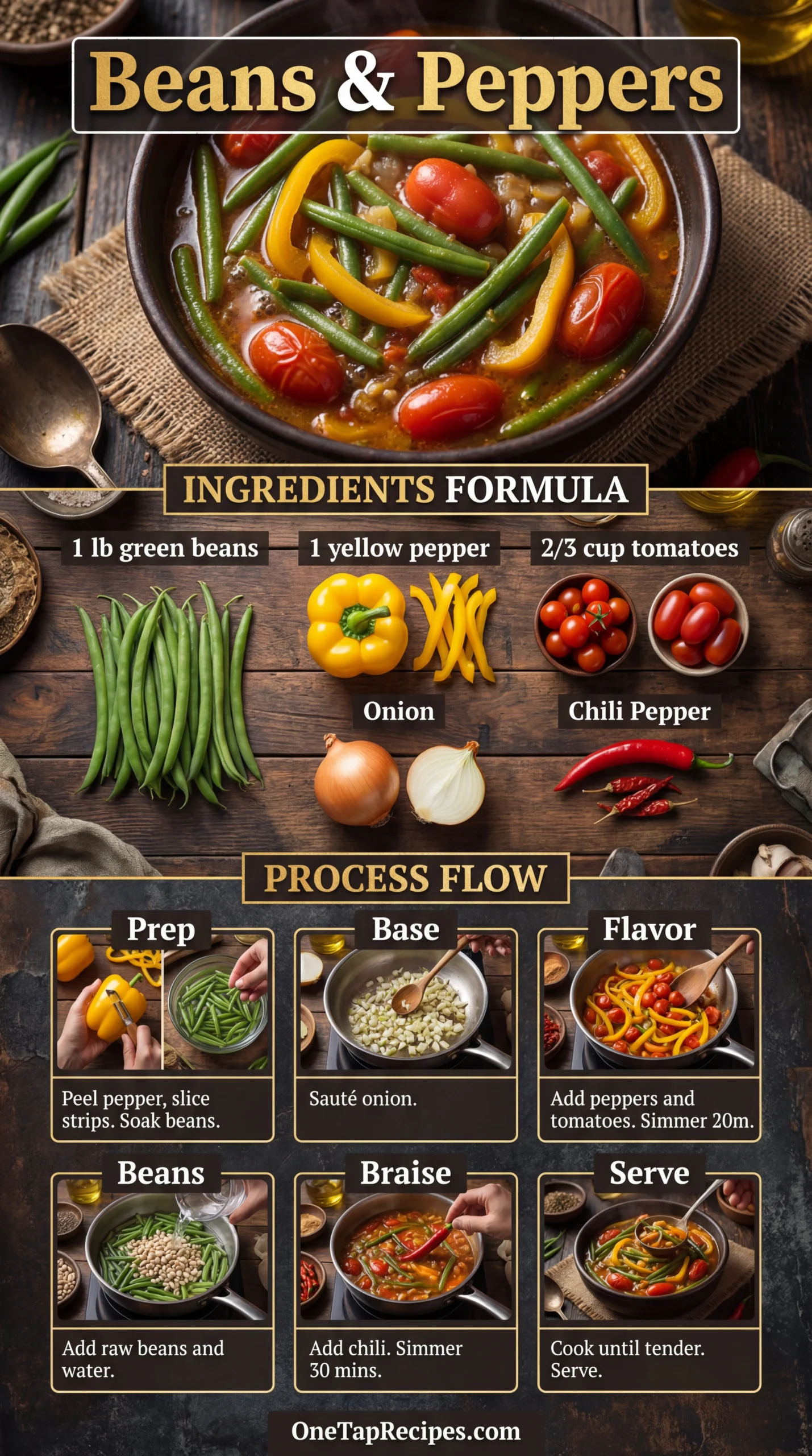 Green Beans with Yellow Peppers and Tomatoes