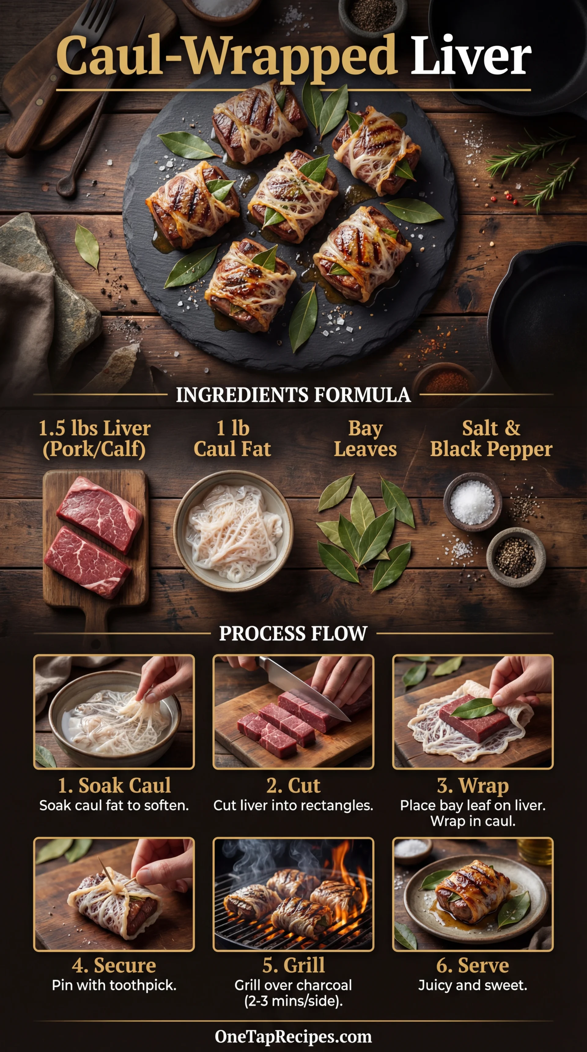 Grilled Calf’s or Pork Liver Wrapped in Caul