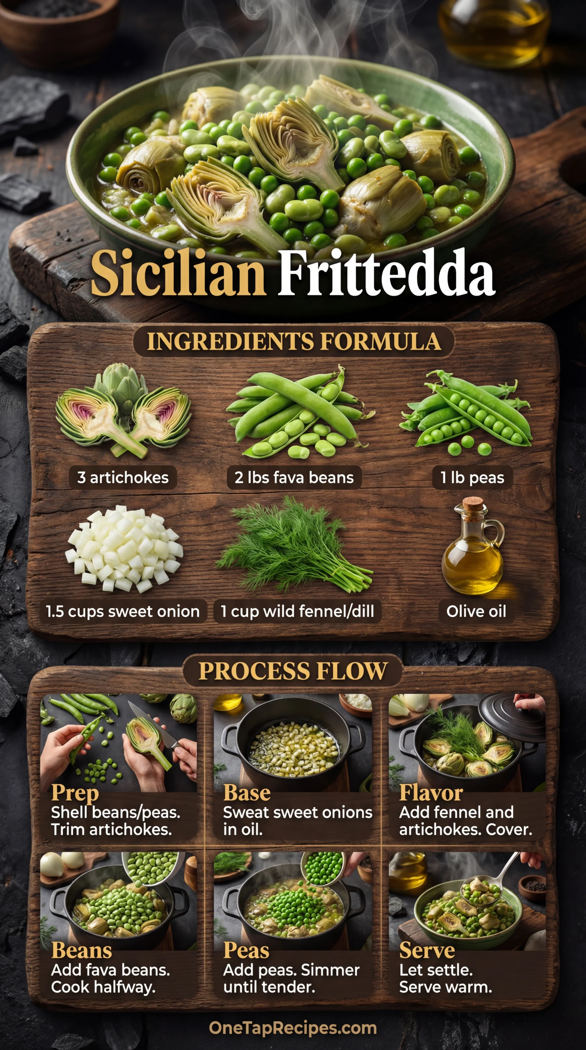 La Frittedda Smothered Artichokes, Fava Beans, and Peas with Fennel