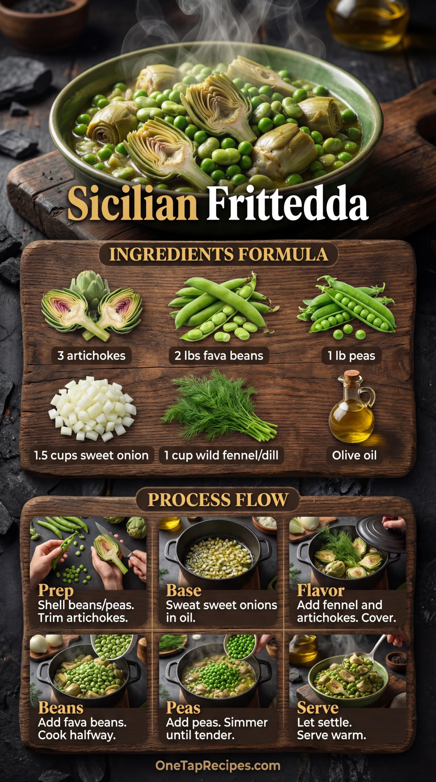 La Frittedda Smothered Artichokes, Fava Beans, and Peas with Fennel