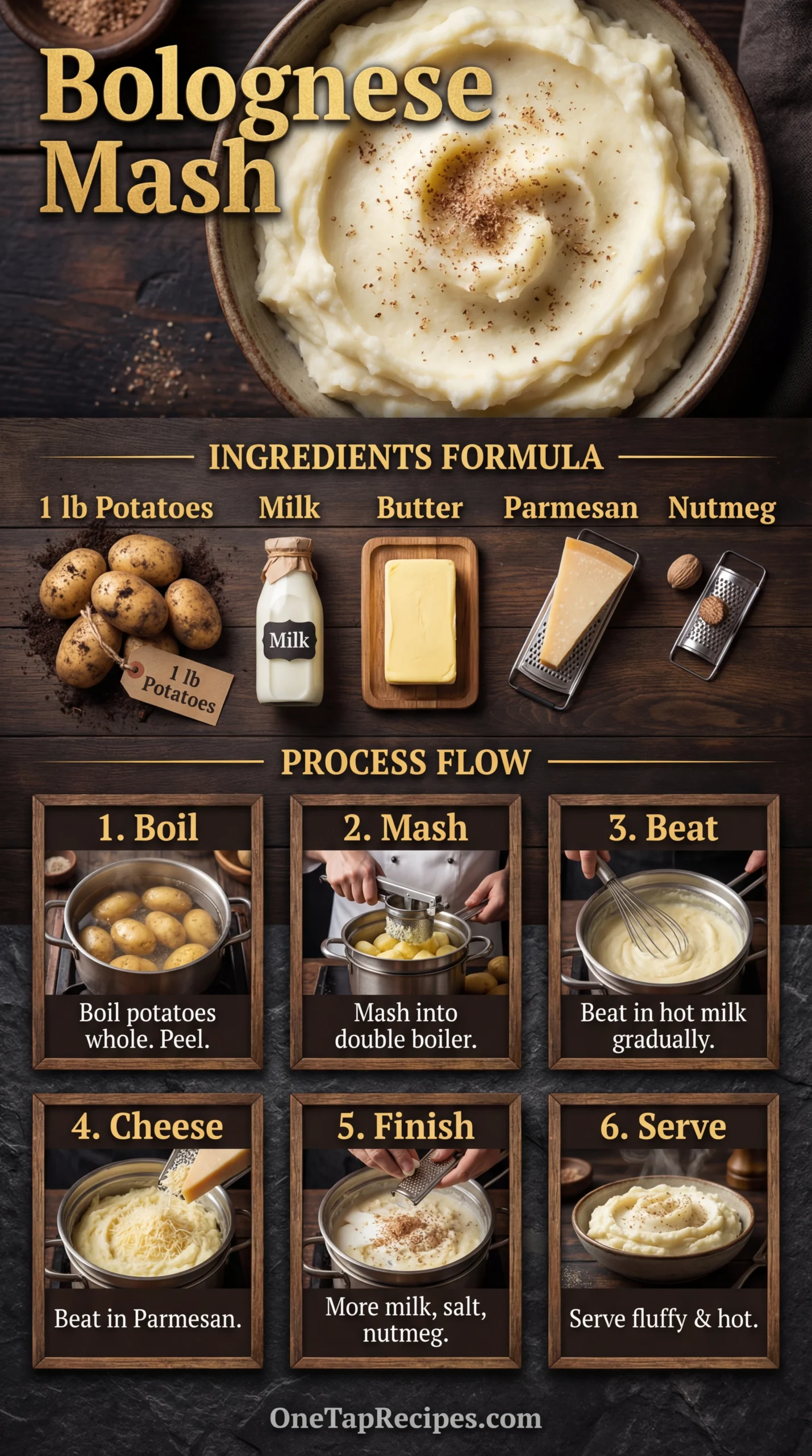 Mashed Potatoes, Bolognese Style (Parmesan & Nutmeg)